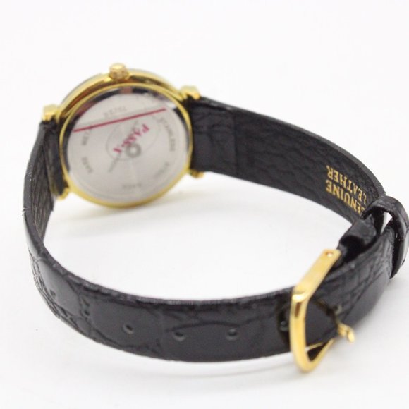 J.B Champion Watch Womens Gold Tone Stainless Steel Classic Black Leather Band - Picture 7 of 8